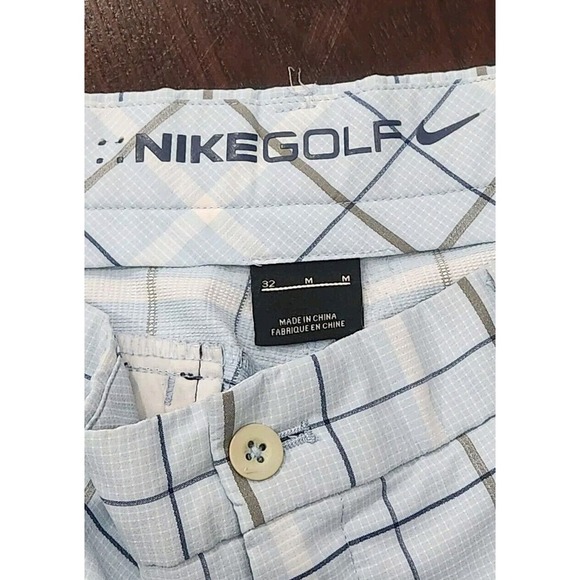 Nike Golf Dri-Fit Men's Performance Blue Plaid Stretch Bermuda Shorts Sz 32x12 - Picture 4 of 12